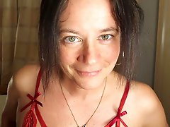 A woman wearing scarlet undergarments