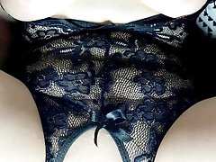 The mother is playfully tempting her spouse.