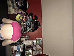 European bitch is taking off her underwear